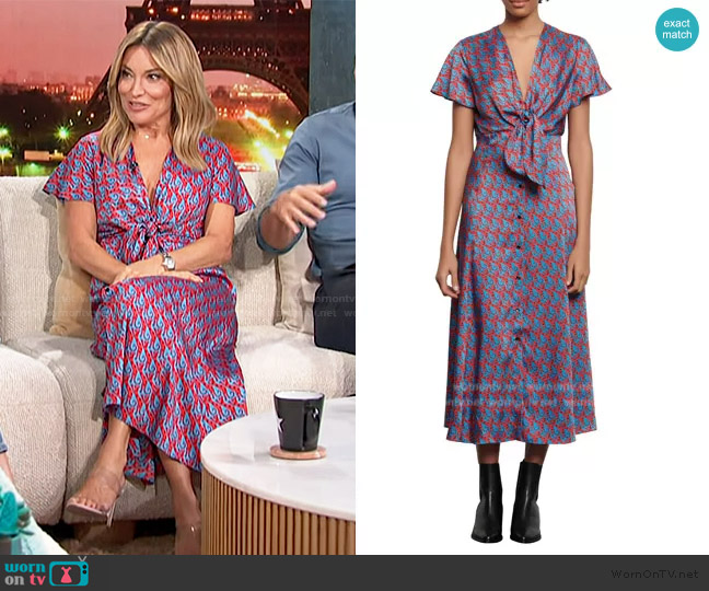 Sandro Catny Print Midi Dress worn by Kit Hoover on Access Hollywood