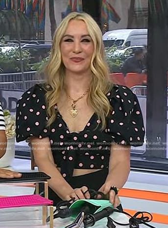 Chassie’s black polka dot cropped top on Today