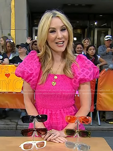 Chassie’s pink smocked puff sleeve dress on Today