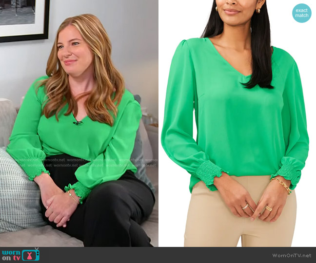 Chaus Smocked Cuff Top worn by Brooke Eby on Today