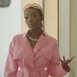 Chelsea’s pink trench coat on Selling Sunset