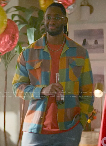 Chester’s multi colored check shirt on The Flash