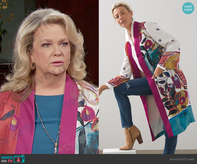 Chicos Floral Print Duster worn by Anna DiMera (Leann Hunley) on Days of our Lives