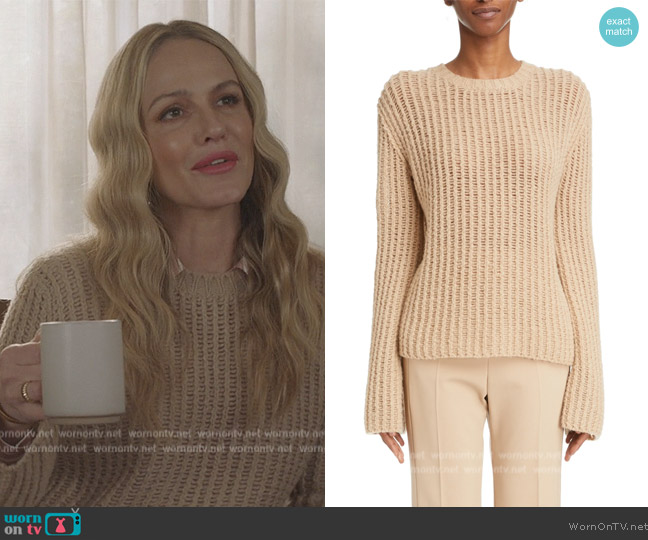 Chloe Ladder Stitch Crewneck Wool, SiIk & Cashmere Sweater worn by Laura Baker (Monet Mazur) on All American