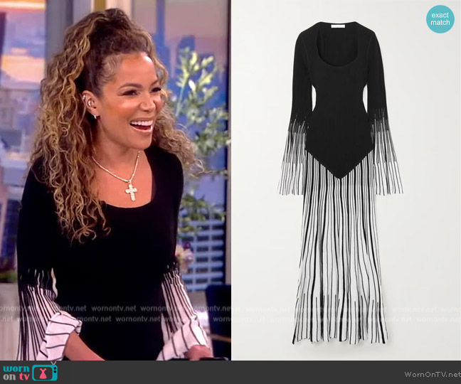 Chloe Striped ribbed two-tone wool and silk-blend midi dress worn by Sunny Hostin on The View