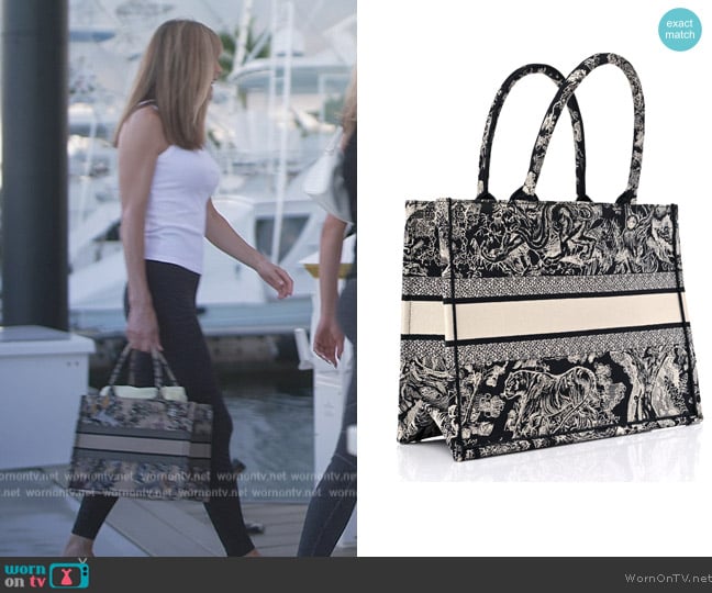 Christian Dior Canvas Embroidered Bag worn by Jennifer Flavin Stallone on The Family Stallone