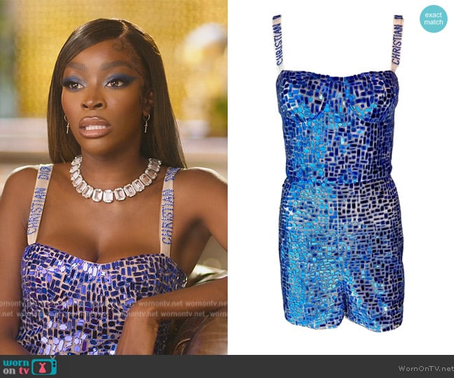 Christian Dior Embellished Mirror Logo Jumpsuit Romper worn by Chelsea Lazkani on Selling Sunset