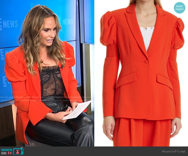 Cinq a Sept Starla Puff Sleeve Blazer worn by Keltie Knight on E! News
