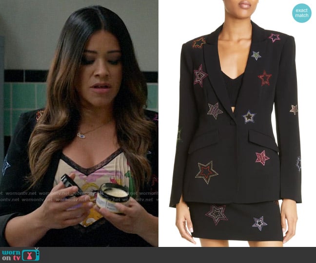 Cinq a Sept Cheyenne Star Blazer worn by Sam (Hannah Simone) on Not Dead Yet