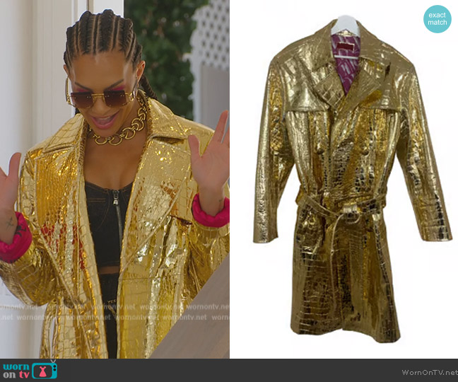 Collini Crocodile Coat worn by Amanza Smith on Selling Sunset