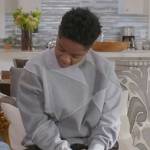 Coop’s gray colorblock patch sweatshirt on All American