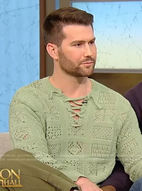 Corey Green’s crochet knit sweater on Tamron Hall Show