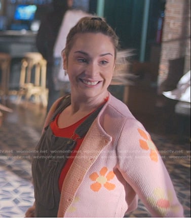 Davia’s pink floral cardigan on Good Trouble