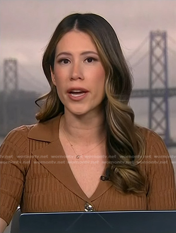 Deirdre Bosa’s brown ribbed top on NBC News Daily