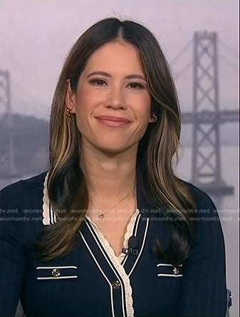 Deirdre’s navy contrast ribbed dress on NBC News Daily