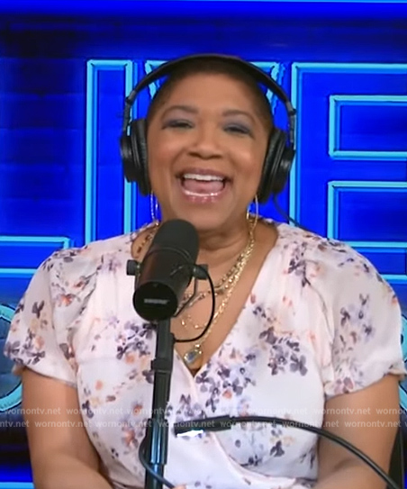 Deja Vu’s white floral print dress on Live with Kelly and Mark