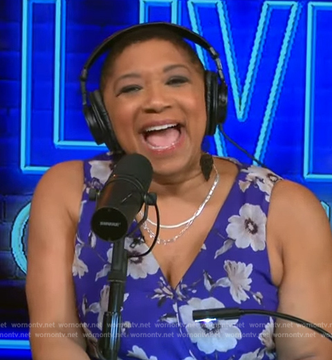Deja Vu’s blue floral print dress on Live with Kelly and Mark