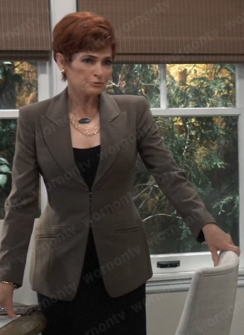 Diane’s olive green corset blazer on General Hospital