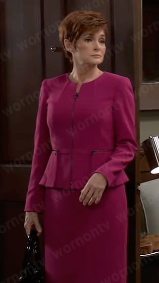 Diane’s pink peplum skirt suit on General Hospital