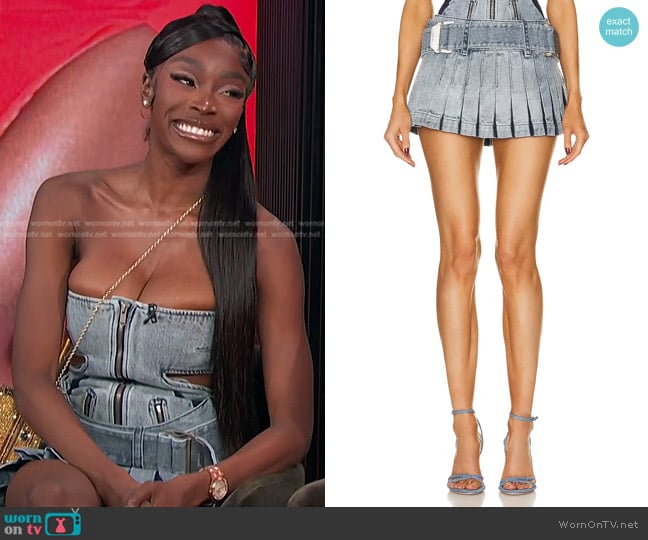 Dion Lee Darted Denim Mini Skirt worn by Chelsea Lazkani on E! News