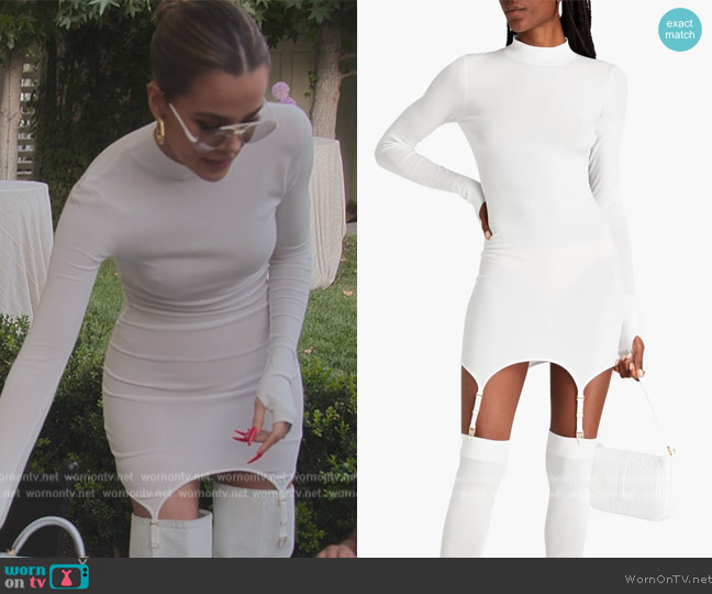 Dion Lee Garter stretch-knit mini dress and tights set worn by Khloe Kardashian (Khloe Kardashian) on The Kardashians