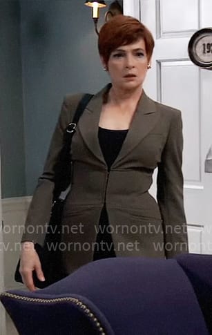Diane’s olive green corset blazer on General Hospital