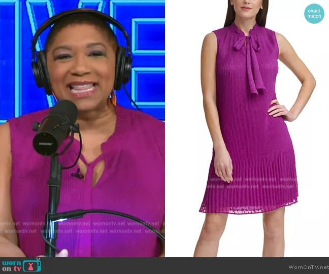 DKNY Pleated Tie-Neck Dress worn by Deja Vu on Live with Kelly and Mark
