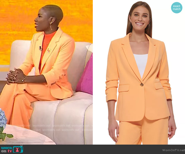 DKNY Ruched-Sleeve One-Button Blazer worn by Luvvie Ajayi on Today