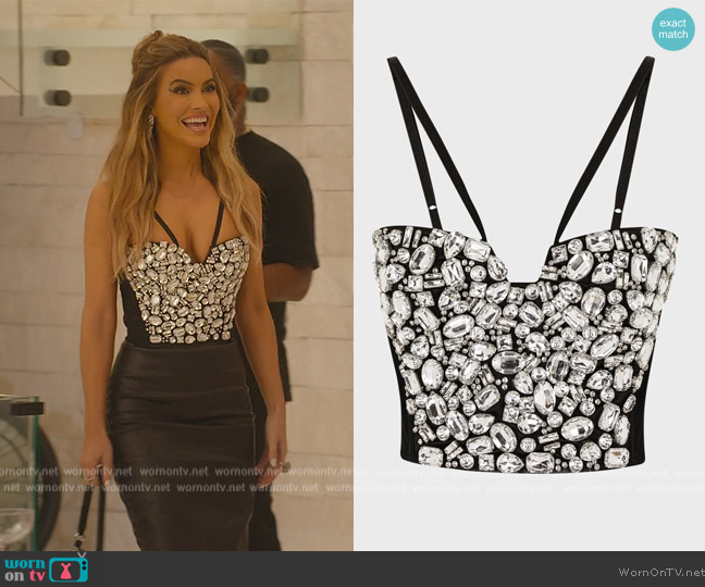 Dolce and Gabbana Cropped Crystal Bustier Top worn by Chrishell Stause on Selling Sunset