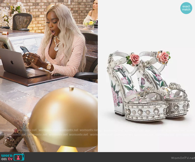 Dolce and Gabbana Bejeweled Sandals worn by Chelsea Lazkani on Selling Sunset