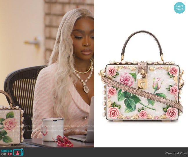 Dolce and Gabbana Floral appliques box bag worn by Chelsea Lazkani on Selling Sunset