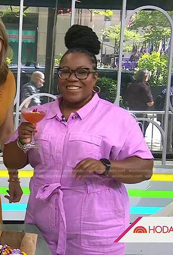 Dominique Charles’s pink utility jumpsuit on Today