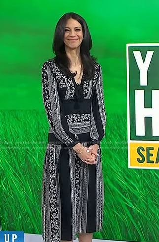 Dr. Natalie Azar’s black embroidered midi dress on Today