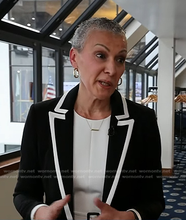 Dr. Sharon Malone’s black contrast trim blazer on Today