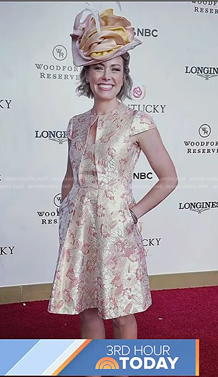Dylan’s pink floral jacquard cutout dress on Today