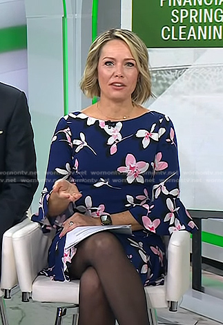 Dylan’s navy floral bell sleeve dress on Today