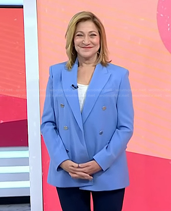 Edie Falco’s blue double breasted blazer on Today