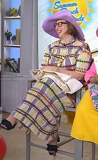 Emma Straub’s plaid top and skirt on Today