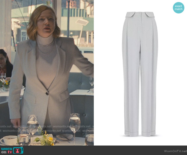 Emporio Armani Chevron Cuffed Pants worn by Shiv Roy (Sarah Snook) on Succession