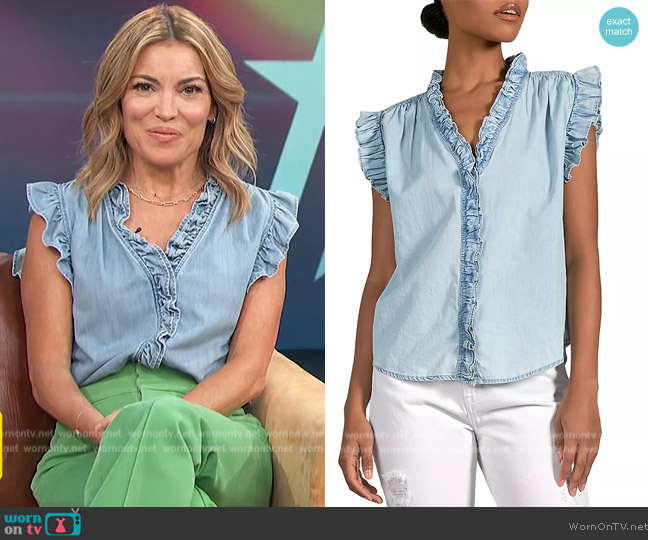 Elan Cotton Sleeveless Ruffle Top worn by Kit Hoover on Access Hollywood
