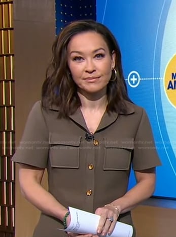 Eva’s khaki short sleeve shirtdress on Good Morning America