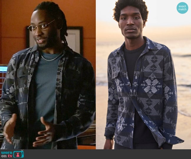 Faherty x ThunderVoice Eagle Legend Sweater Shirt in Grey Earth worn by Chester Phineas Runk (Brandon McKnight) on The Flash
