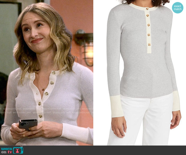 Faherty Mikki Henley in Neutral Colorblock worn by Taylor (Caitlin Thompson) on How I Met Your Father