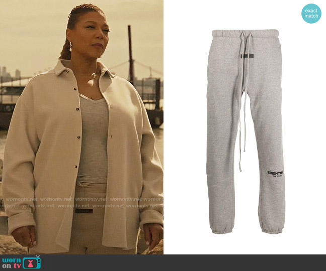 Fear of God Essentials Logo Print Track Pants worn by Robyn McCall (Queen Latifah) on The Equalizer