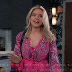 Felicia’s pink floral tie waist blouse on General Hospital