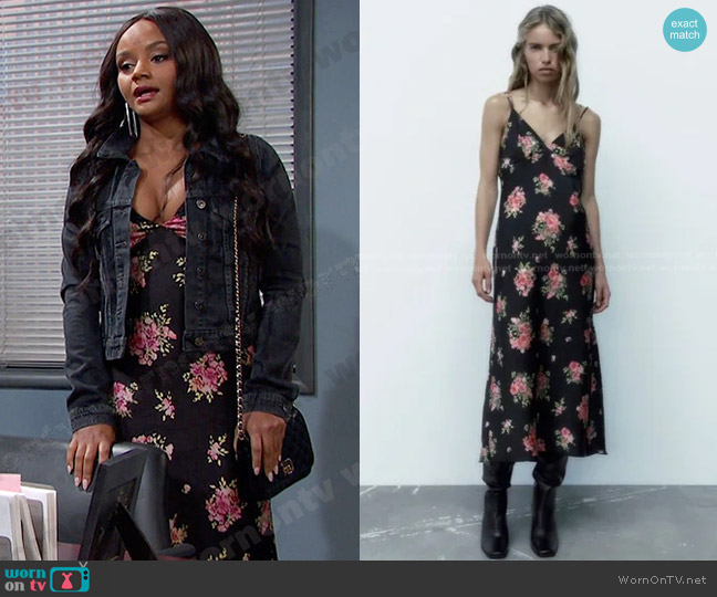 Zara Slip Dress worn by Chanel Dupree (Raven Bowens) on Days of our Lives