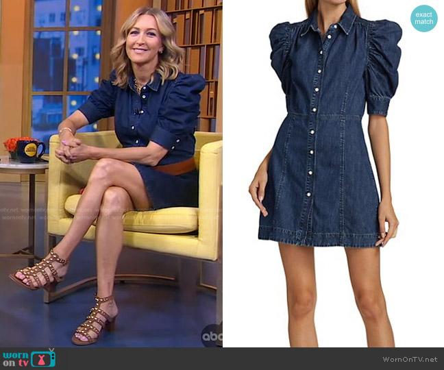Frame Gillian Denim Puff-Sleeve Shirtdress worn by Lara Spencer on Good Morning America