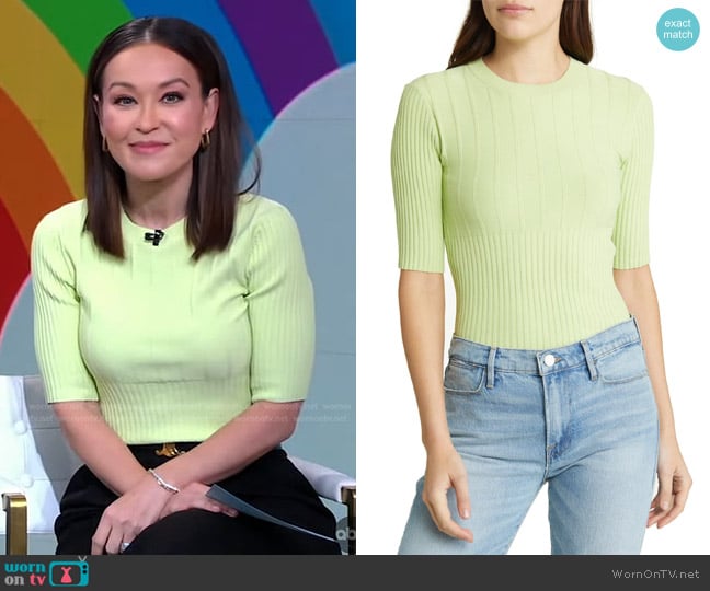 Frame Mix Rib Sweater worn by Eva Pilgrim on Good Morning America