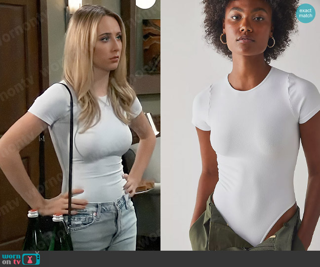 Free People Clean Lines Tee Bodysuit worn by Josslyn Jacks (Eden McCoy) on General Hospital