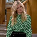 Gemma’s green printed button down shirt on The Neighborhood